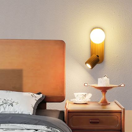 Brilagi - Wand-Spotleuchte MODERN WOOD 1xG9/5W/230V + 1xGU10/8W Holz