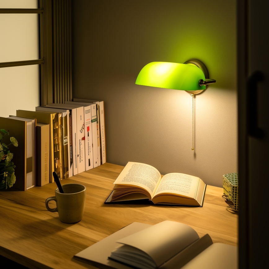 Brilagi - Wandleuchte BANK OFFICE 1xE27/60W/230V Messing/Grün