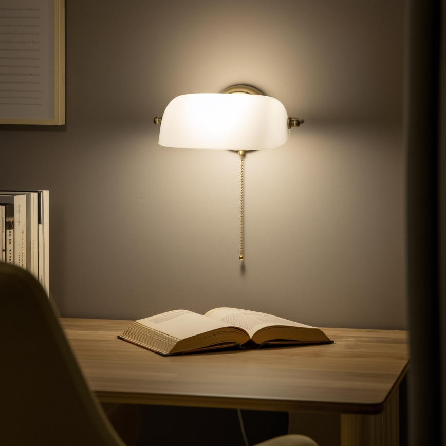 Brilagi - Wandleuchte BANK OFFICE 1xE27/60W/230V Messing/Weiß