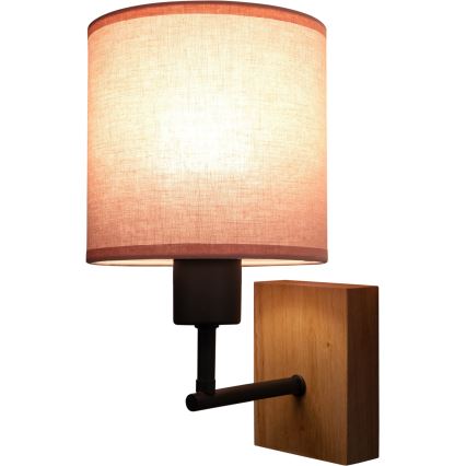 BRILAGI - Kinder-Wandleuchte BOBO WOOD 1xE27/25W/230V Eiche/Schwarz/Rosa