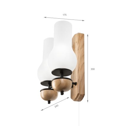 Brilagi - Wandleuchte COTTAGE 2xE14/40W/230V Eiche/weiß