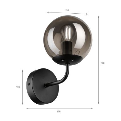 Brilagi - Wandleuchte MALIVA 1xE14/15W/230V schwarz/rauchfarben