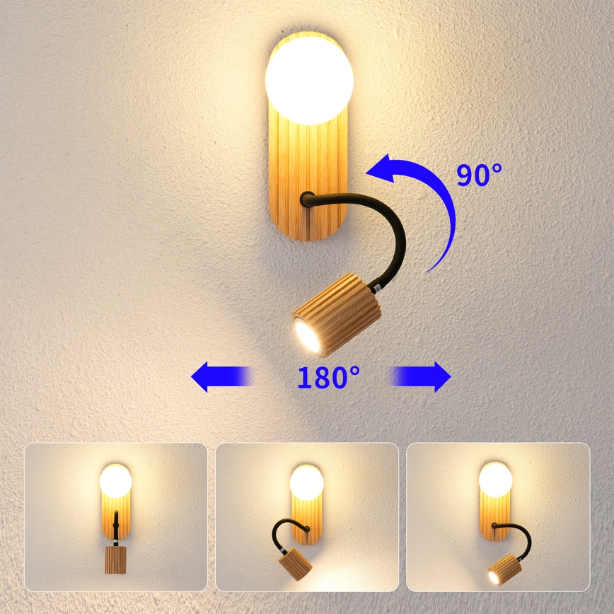 Brilagi - Wandleuchte MODERN WOOD 1xG9/5W/230V + 1xGU10/8W Gummibaumholz