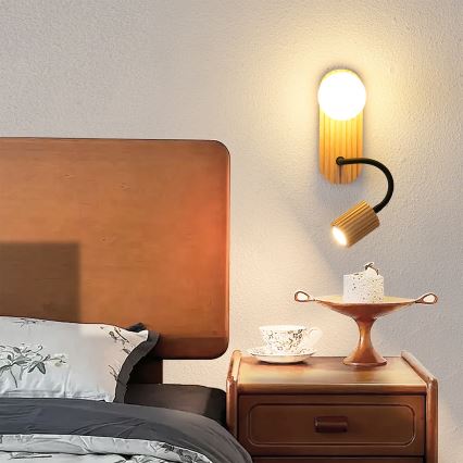 Brilagi - Wandleuchte MODERN WOOD 1xG9/5W/230V + 1xGU10/8W Gummibaumholz