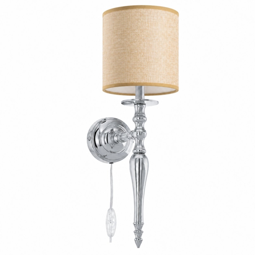 BRILAGI - Wandleuchte NUBILA 1xE27/60W/230V glänzender Chrom/hellbraun