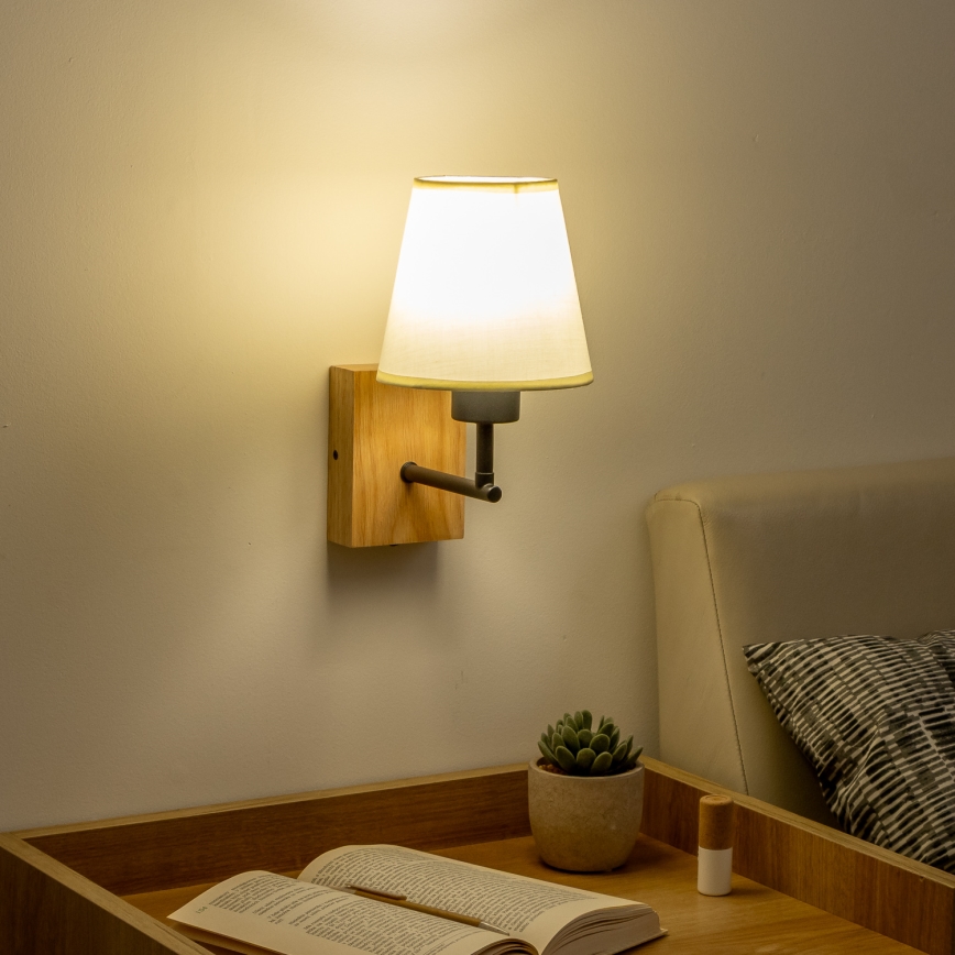 Brilagi - Wandleuchte NUBILA WOOD 1xE27/25W/230V Eiche/cremefarben