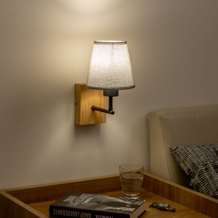 Brilagi - Wandleuchte NUBILA WOOD 1xE27/25W/230V Eiche/grau