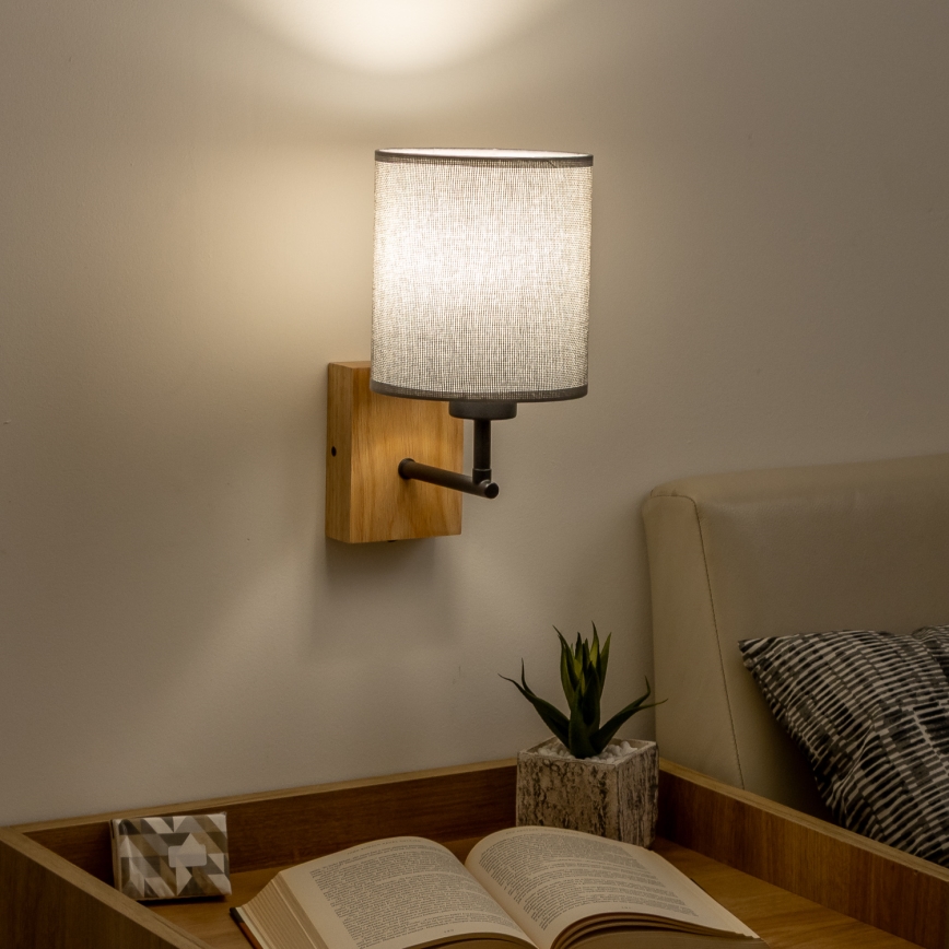 Brilagi - Wandleuchte NUBILA WOOD 1xE27/25W/230V Eiche/grau
