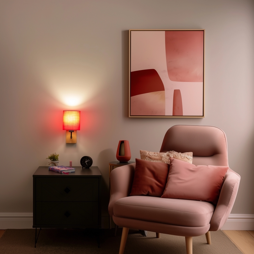 Brilagi - Wandleuchte NUBILA WOOD 1xE27/25W/230V Eiche/pink