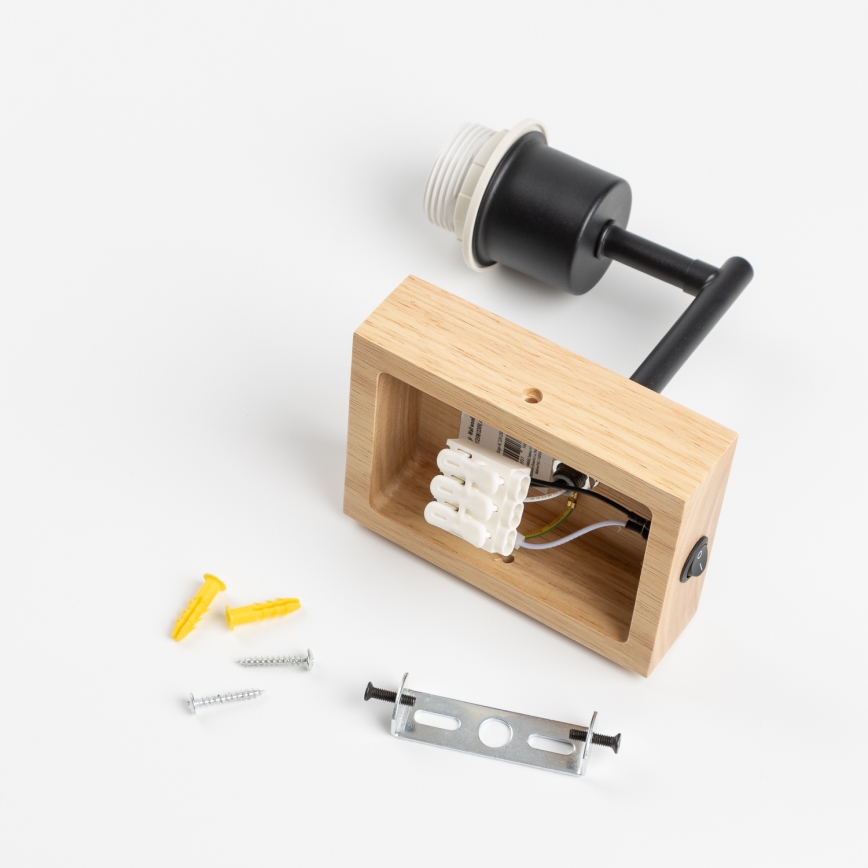 Brilagi - Wandleuchte NUBILA WOOD 1xE27/25W/230V Eiche/Schwarz/Cremé