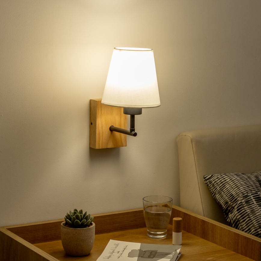 Brilagi - Wandleuchte NUBILA WOOD 1xE27/25W/230V Eiche/weiß