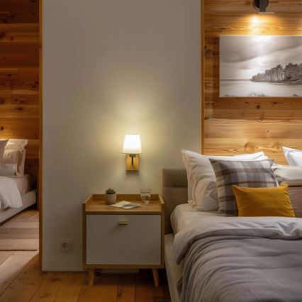 Brilagi - Wandleuchte NUBILA WOOD 1xE27/25W/230V Eiche/weiß