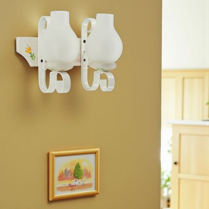 Brilagi - Wandleuchte QUEEN 2xE14/40W/230V Buche/cremefarben