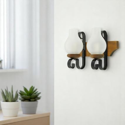 Brilagi - Wandleuchte QUEEN 2xE14/40W/230V Buche