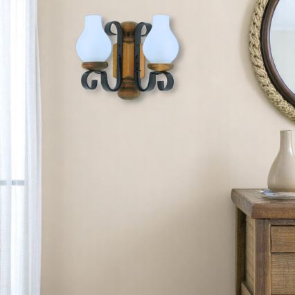 Brilagi - Wandleuchte RUSTIC 2xE14/40W/230V Buche