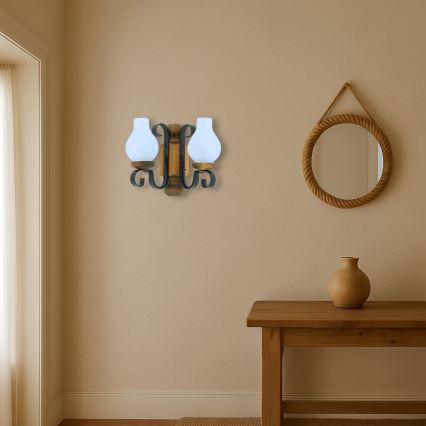 Brilagi - Wandleuchte RUSTIC 2xE14/40W/230V Buche