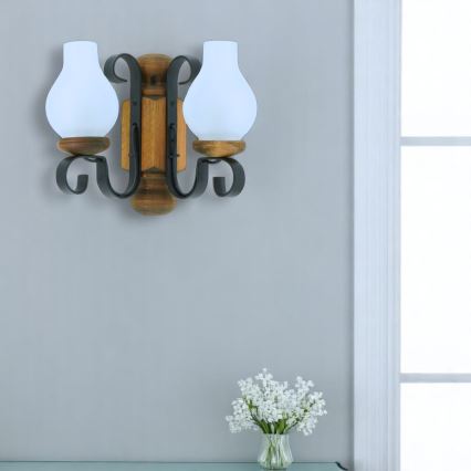 Brilagi - Wandleuchte RUSTIC 2xE14/40W/230V Buche