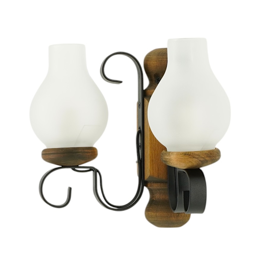 Brilagi - Wandleuchte RUSTIC 2xE14/40W/230V Buche/Walnuss