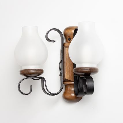 Brilagi - Wandleuchte RUSTIC 2xE14/40W/230V Buche/Walnuss