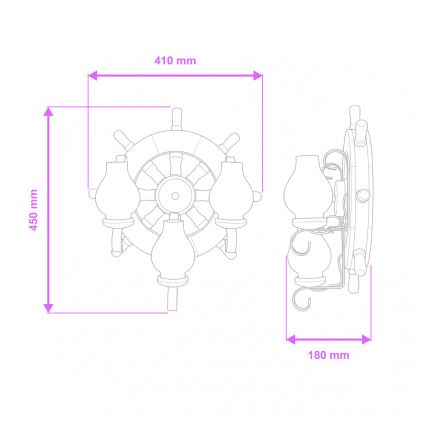 Brilagi - Wandleuchte TIMONA 3xE14/40W/230V Buche