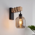 BRILAGI - Wandleuchte WOOD GLASS 1xE27/60W/230V Kiefer/Schwarz/Rauchgrau