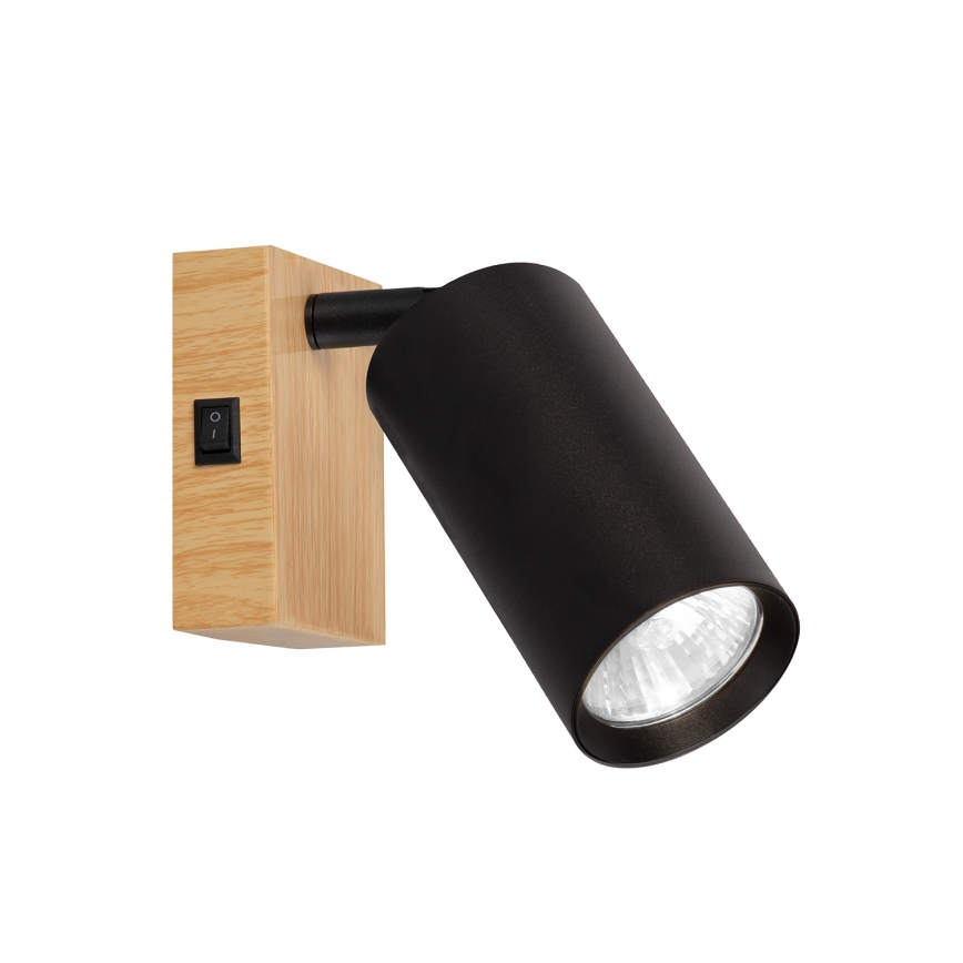 BRILAGI - Wandspot mit Schalter SELE 1xGU10/30W/230V schwarz/Eichen-Dekor