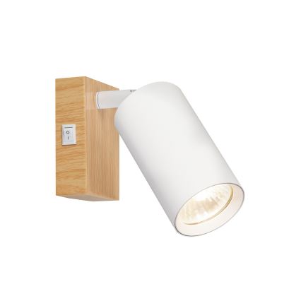 Brilagi - Wand-Spot mit Schalter SELE 1xGU10/30W/230V weiß/Eichen-Dekor