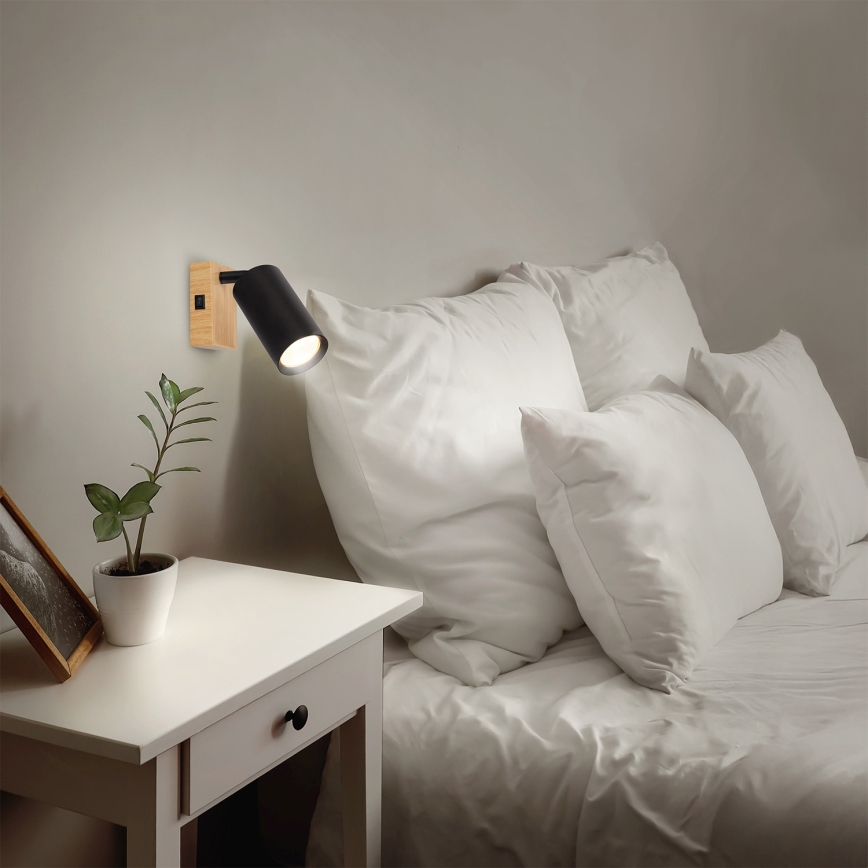 Brilagi - Wandstrahler SELE 1xGU10/30W/230V schwarz/Eichen-Dekor