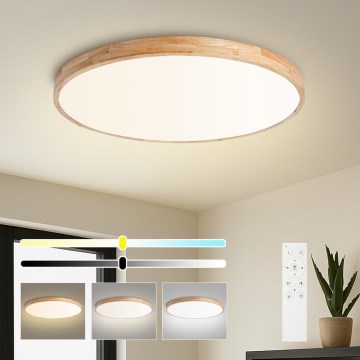 BRILAGI - WOODLINE dimmbare LED-Deckenleuchte LED/100W/230V 3000-6000K Eiche Ø 80 cm + Fernbedienung