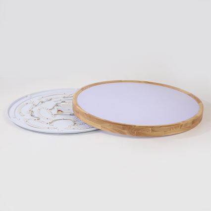 Brilagi - WOODROUND LED/70W/230V 3000–6000K Ø 80 cm Holz-Deckenleuchte, dimmbar, CRI 90 + Fernbedienung