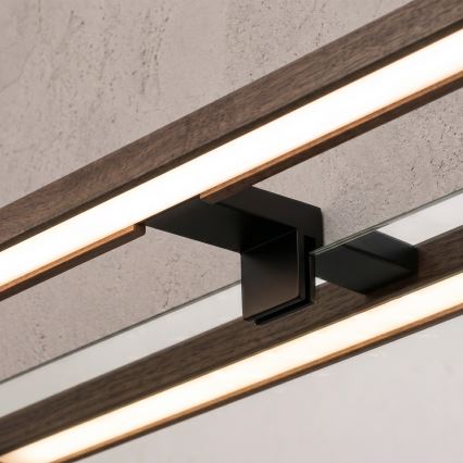 Brilagi - LED-Badspiegelbeleuchtung 3-in-1 WOODY MIRROR LED/8W/230V 40 cm IP44 schwarz/Eiche-Nussbaum
