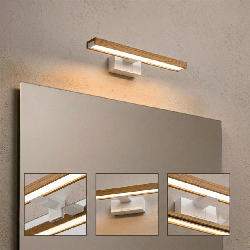 Brilagi - 3-in-1 LED-Badspiegelleuchte WOODY MIRROR LED/8W/230V 40 cm IP44 weiß/Eiche
