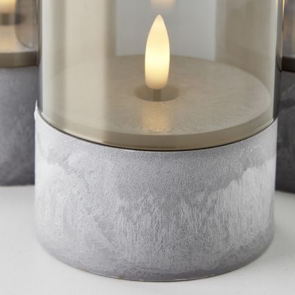 Brilliant - 3er Set LED-Kerze BOUGIE LED/2xAA IP44 grau/rauchfarben