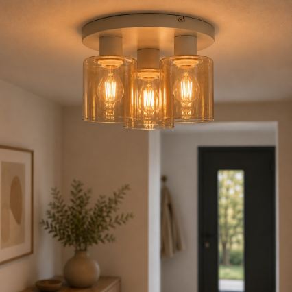 Brilliant - Aufputz-Deckenleuchte LYSKA 3×E27/20W/230V Ø 31 cm creme/rauchbeige