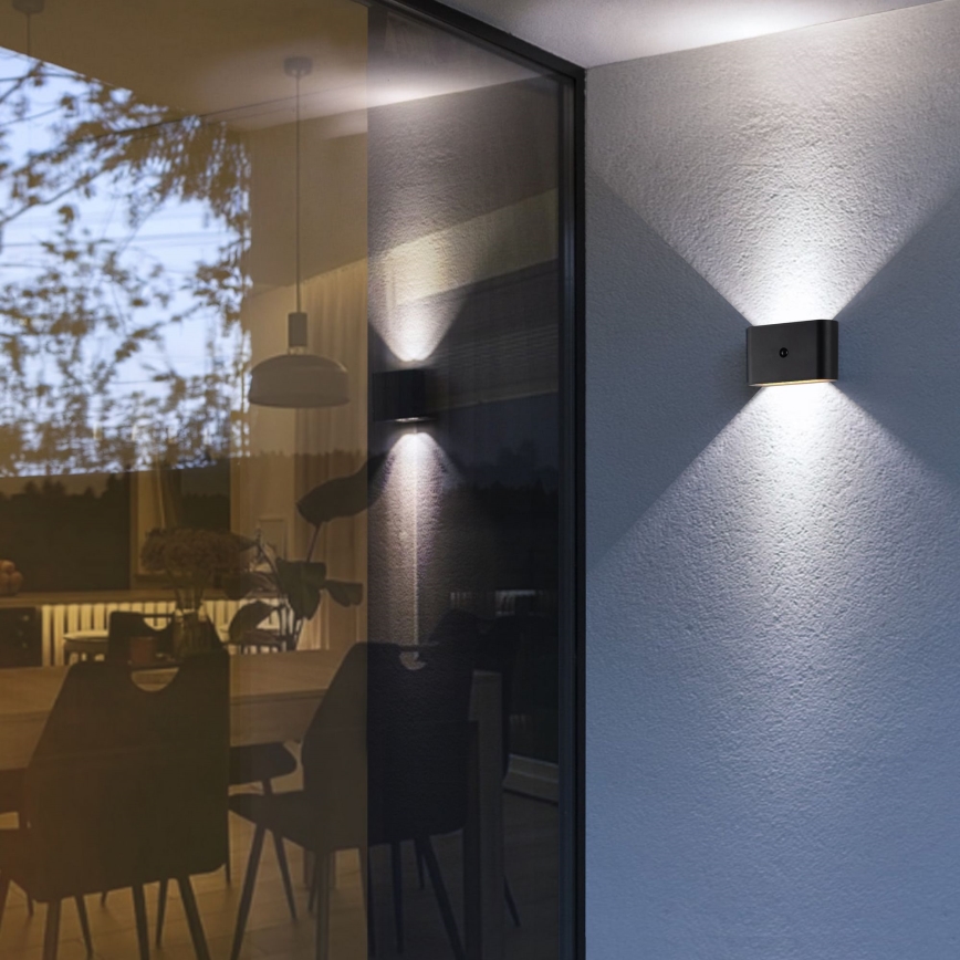 Brilliant - Aufladbare LED-Outdoor-Wandleuchte mit Sensor XINO LED/3W/5V IP44 schwarz