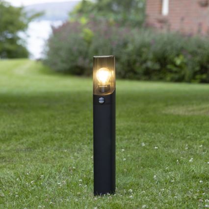 Brilliant - Auβenleuchte mit Sensor MINOU 1xE27/10W/230V IP44 schwarz/rauchig
