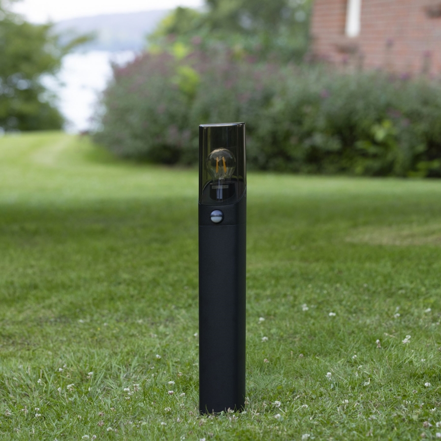 Brilliant - Auβenleuchte mit Sensor MINOU 1xE27/10W/230V IP44 schwarz/rauchig