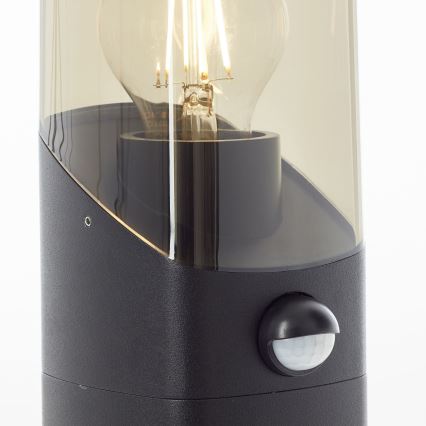 Brilliant - Auβenleuchte mit Sensor MINOU 1xE27/10W/230V IP44 schwarz/rauchig