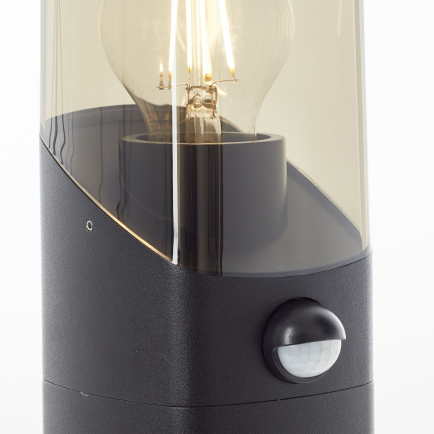 Brilliant - Auβenleuchte mit Sensor MINOU 1xE27/10W/230V IP44 schwarz/rauchig