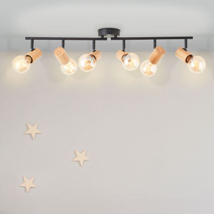 Brilliant - Deckenspot KERRY 6xE27/40W/230V schwarz/Bambus