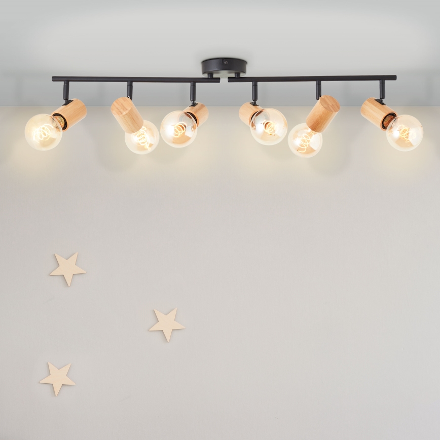 Brilliant - Deckenspot KERRY 6xE27/40W/230V schwarz/Bambus