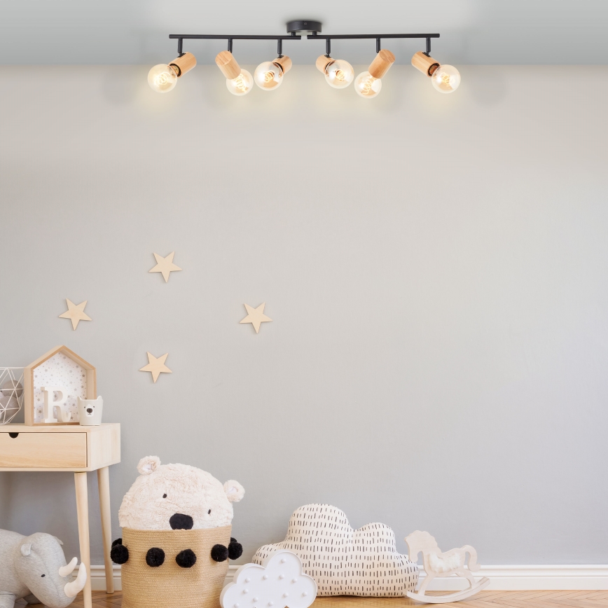 Brilliant - Deckenspot KERRY 6xE27/40W/230V schwarz/Bambus