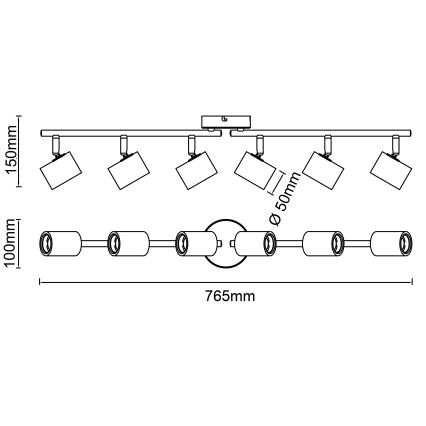 Brilliant - Deckenspot KERRY 6xE27/40W/230V schwarz/Bambus