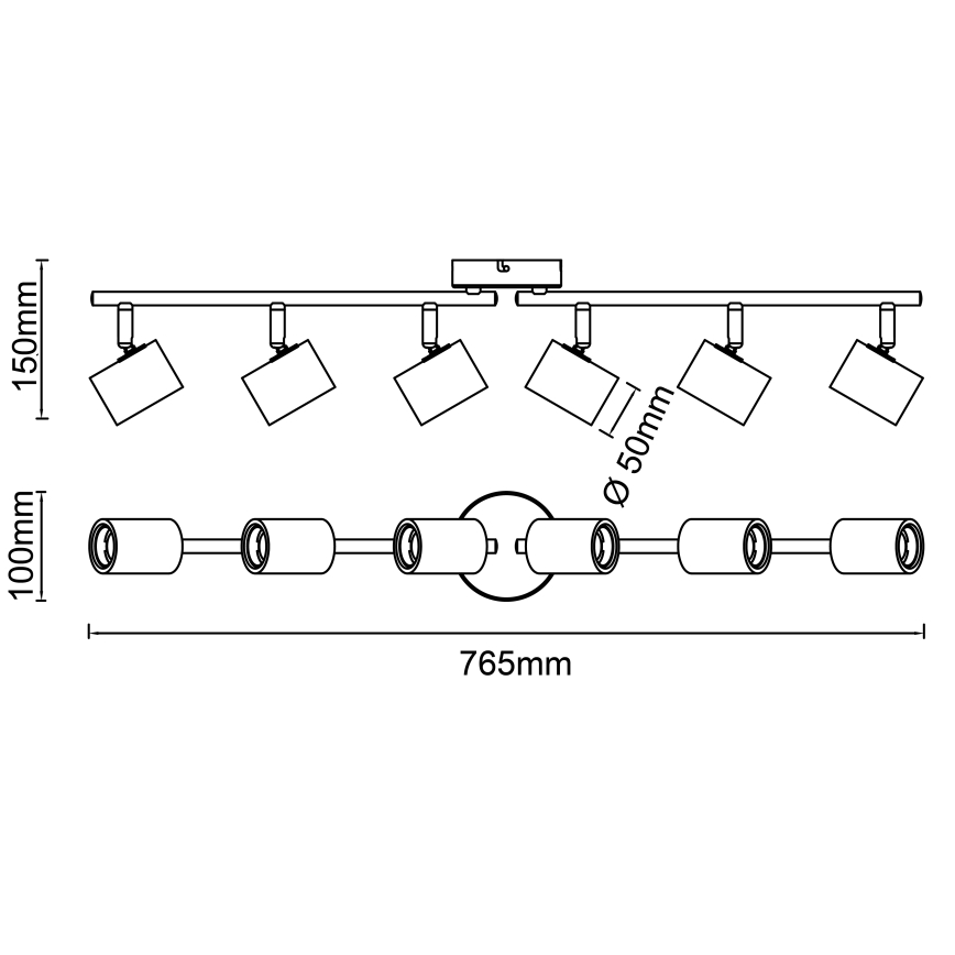 Brilliant - Deckenspot KERRY 6xE27/40W/230V schwarz/Bambus