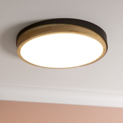 Brilliant - Dimmbare LED-Deckenleuchte BAARLO LED/24W/230V d 35 cm schwarz/Gummibaum - FSC-zertifiziert