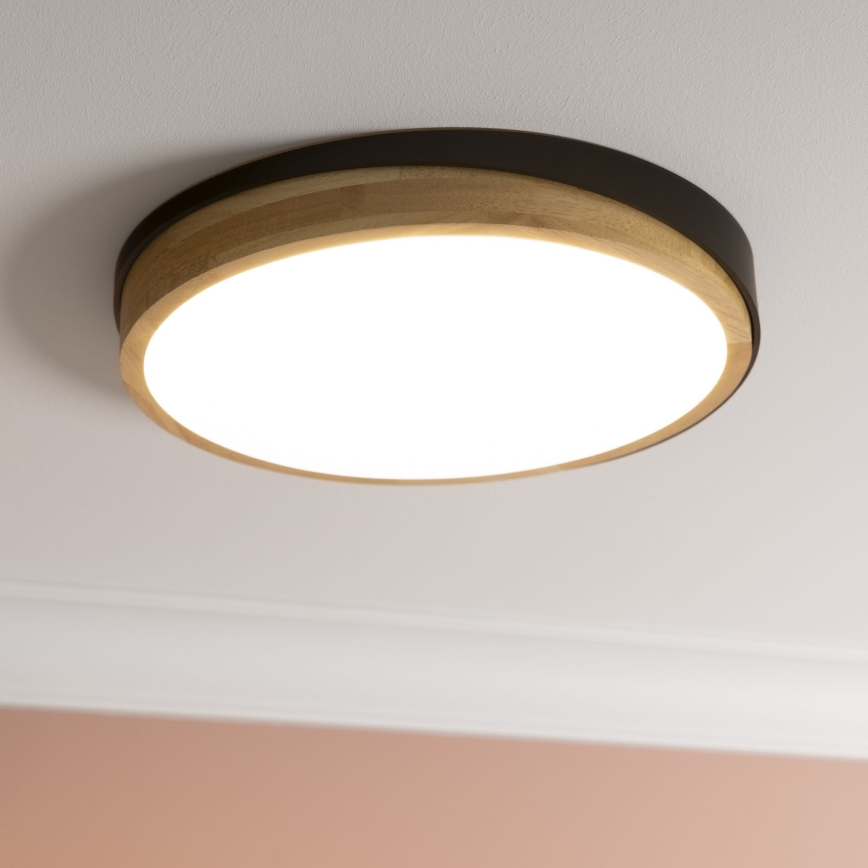 Brilliant - Dimmbare LED-Deckenleuchte BAARLO LED/24W/230V d 35 cm schwarz/Gummibaum - FSC-zertifiziert