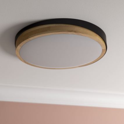 Brilliant - Dimmbare LED-Deckenleuchte BAARLO LED/24W/230V d 35 cm schwarz/Gummibaum - FSC-zertifiziert