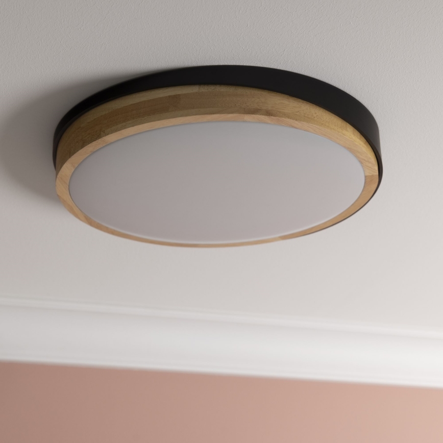 Brilliant - Dimmbare LED-Deckenleuchte BAARLO LED/24W/230V d 35 cm schwarz/Gummibaum - FSC-zertifiziert