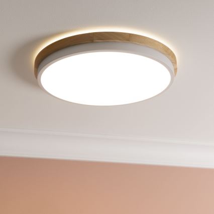 Brilliant - Dimmbare LED-Deckenleuchte BAARLO LED/24W/230V d 35 cm weiß/Gummibaum - FSC-zertifiziert
