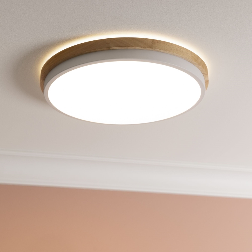 Brilliant - Dimmbare LED-Deckenleuchte BAARLO LED/24W/230V d 35 cm weiß/Gummibaum - FSC-zertifiziert